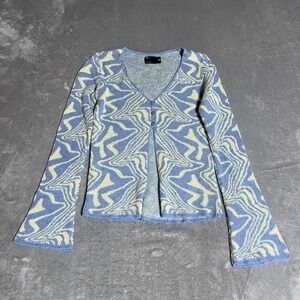 Asos‎ Cardigan Womens 6 Wavy Psychedelic Bell Sleeve Hippie Beach Sweater